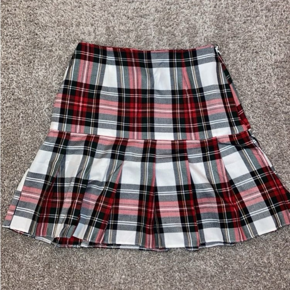 NWOT Red and White Plaid Mini Skirt